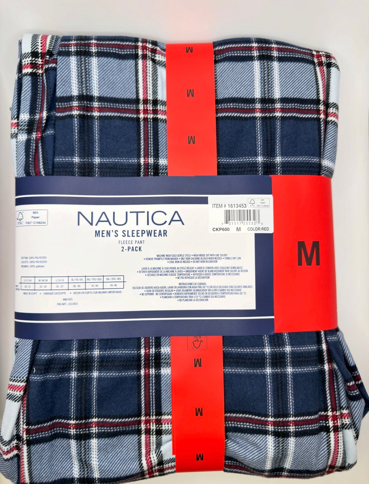Nautica Men's Fleece Sleep Pants, 2-Pack, Plaid, Comfort Waistband, Sizes S–XXL