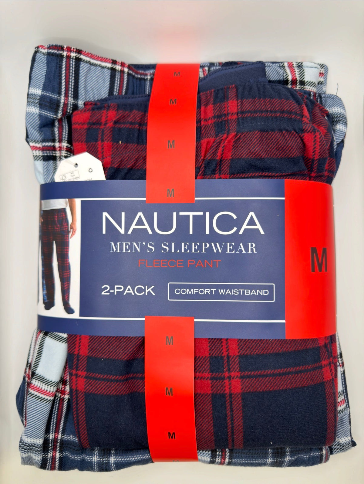 Nautica Men's Fleece Sleep Pants, 2-Pack, Plaid, Comfort Waistband, Sizes S–XXL