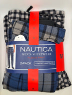 Nautica Men's Fleece Sleep Pants, 2-Pack, Plaid, Comfort Waistband, Sizes S–XXL