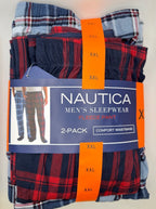 Nautica Men's Fleece Sleep Pants, 2-Pack, Plaid, Comfort Waistband, Sizes S–XXL