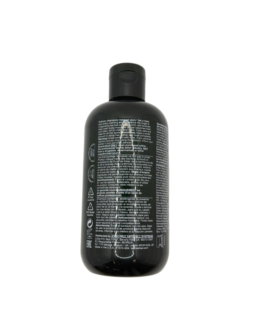 Paul Mitchell Tea Tree Special Shampoo bottle back with ingredients and directions