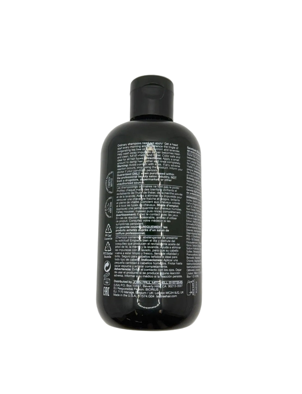 Paul Mitchell Tea Tree Special Shampoo bottle back with ingredients and directions