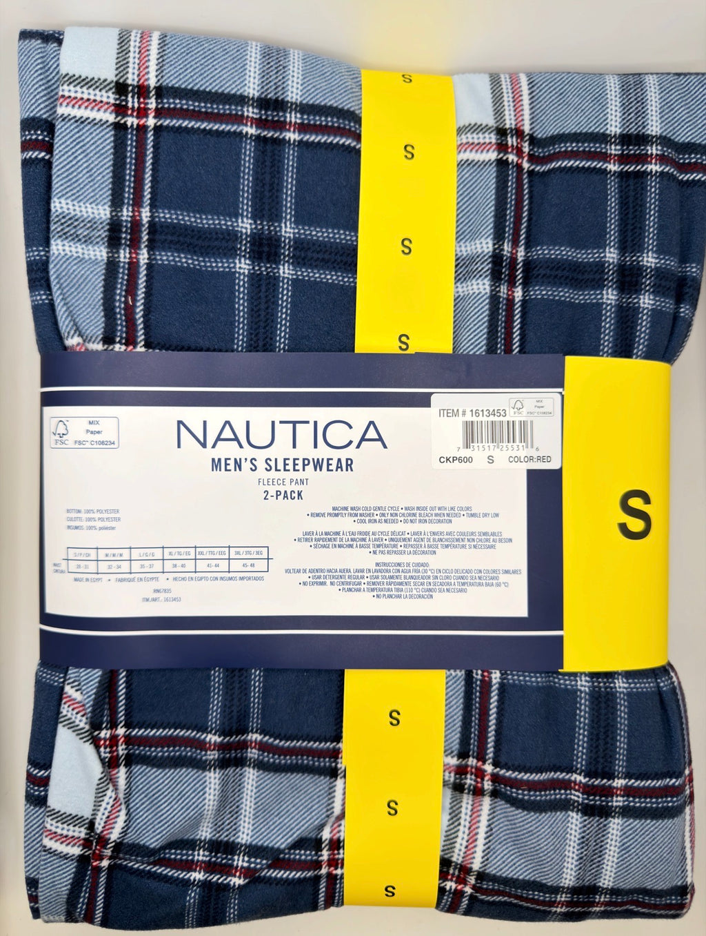 Nautica Men's Fleece Sleep Pants, 2-Pack, Plaid, Comfort Waistband, Sizes S–XXL