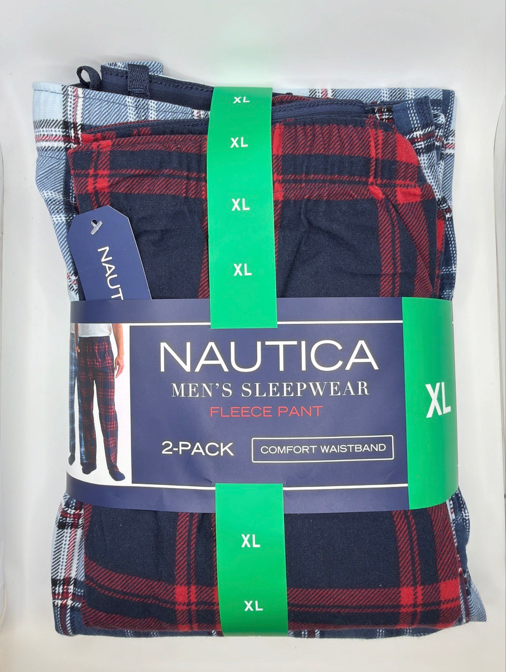 Nautica Men's Fleece Sleep Pants, 2-Pack, Plaid, Comfort Waistband, Sizes S–XXL