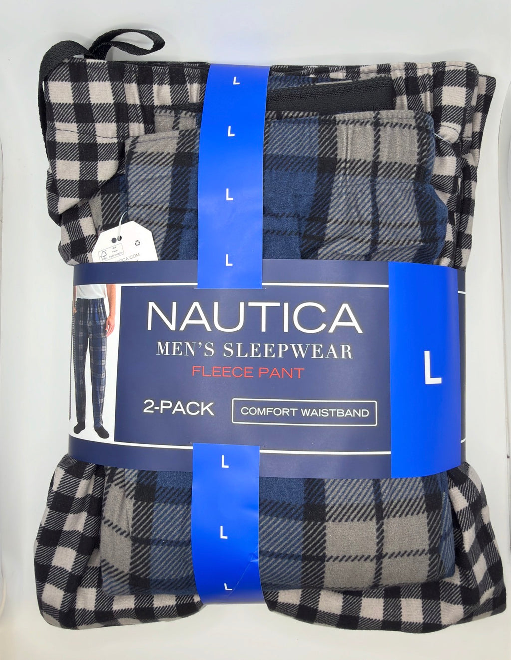Nautica Men's Fleece Sleep Pants, 2-Pack, Plaid, Comfort Waistband, Sizes S–XXL