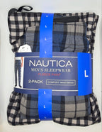 Nautica Men's Fleece Sleep Pants, 2-Pack, Plaid, Comfort Waistband, Sizes S–XXL