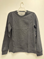 Indigo Beast charcoal heather long-sleeve crew neck top on hanger, front