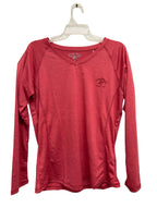 Beverly Hills Polo Club pink/red long-sleeve V-neck top on hanger, front
