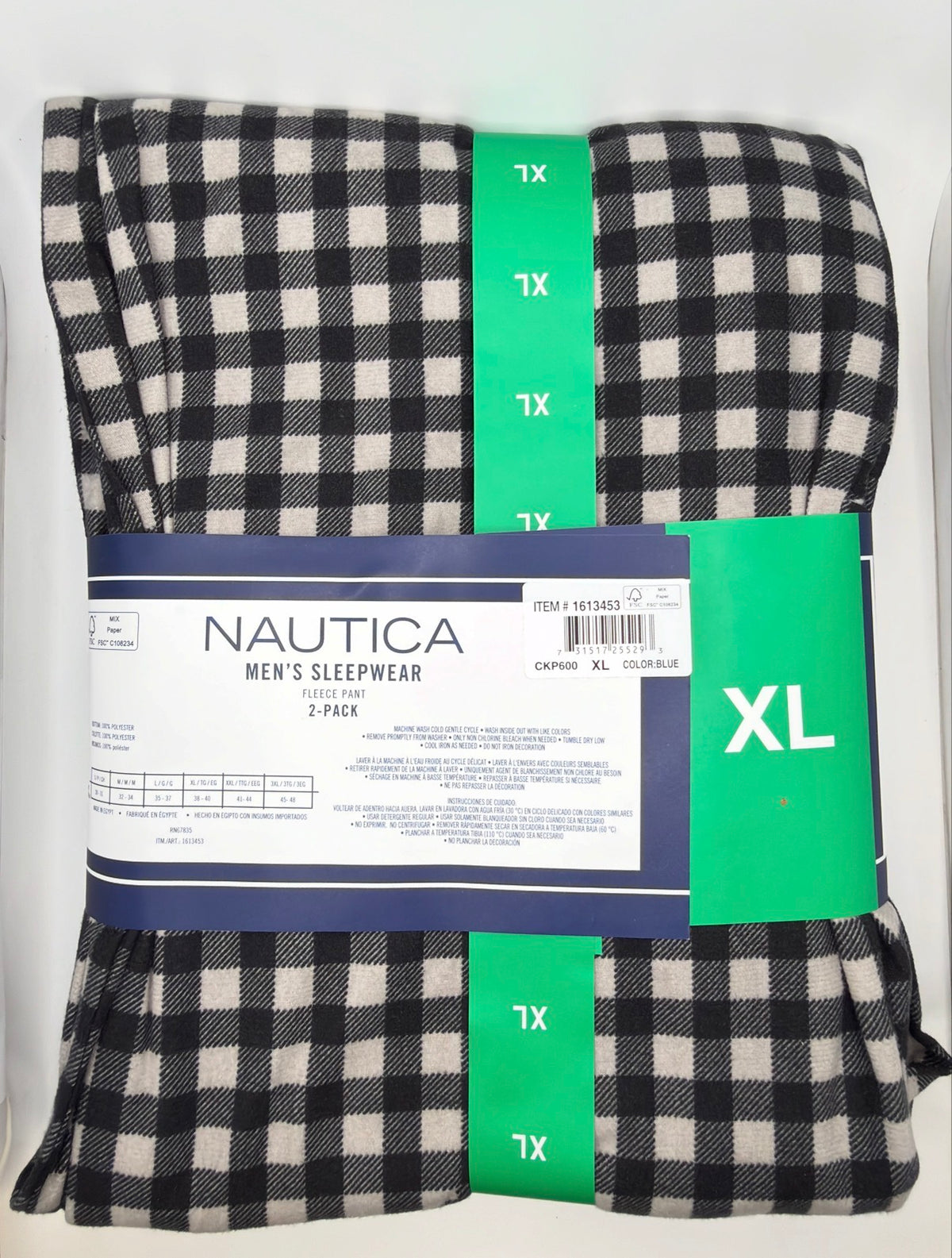 Nautica Men's Fleece Sleep Pants, 2-Pack, Plaid, Comfort Waistband, Sizes S–XXL