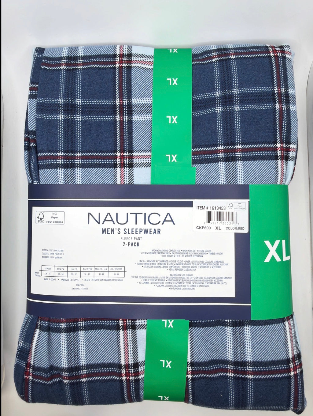 Nautica Men's Fleece Sleep Pants, 2-Pack, Plaid, Comfort Waistband, Sizes S–XXL