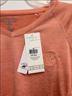 Beverly Hills Polo Club orange top, tag close-up