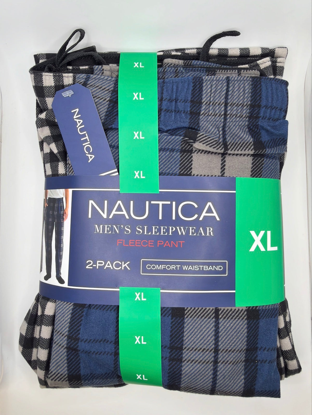 Nautica Men's Fleece Sleep Pants, 2-Pack, Plaid, Comfort Waistband, Sizes S–XXL