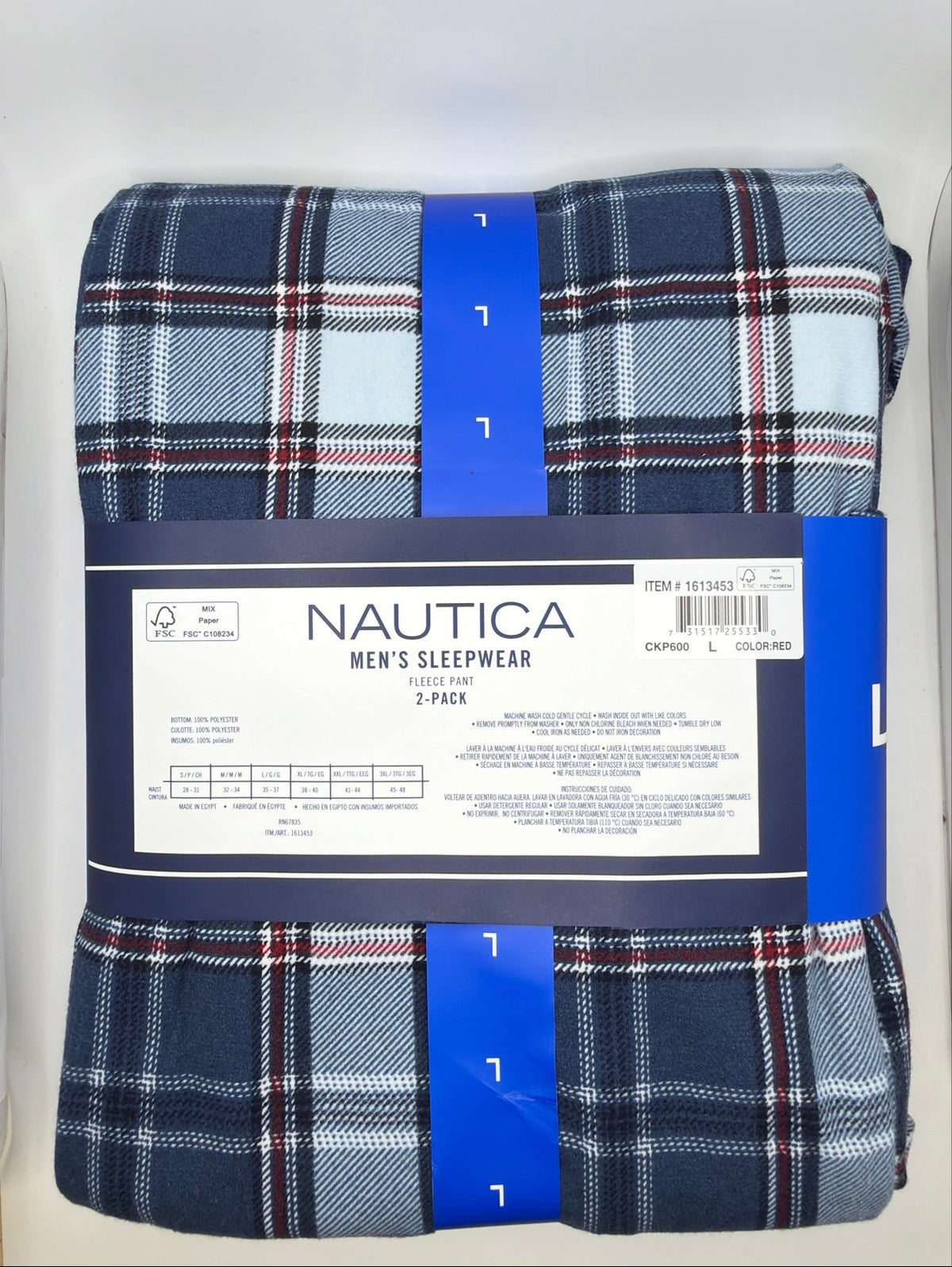 Nautica Men's Fleece Sleep Pants, 2-Pack, Plaid, Comfort Waistband, Sizes S–XXL