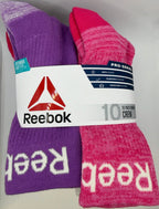Reebok Women's Pro-Series Crew Socks 10-Pack purple assorted front owned physical product photo
