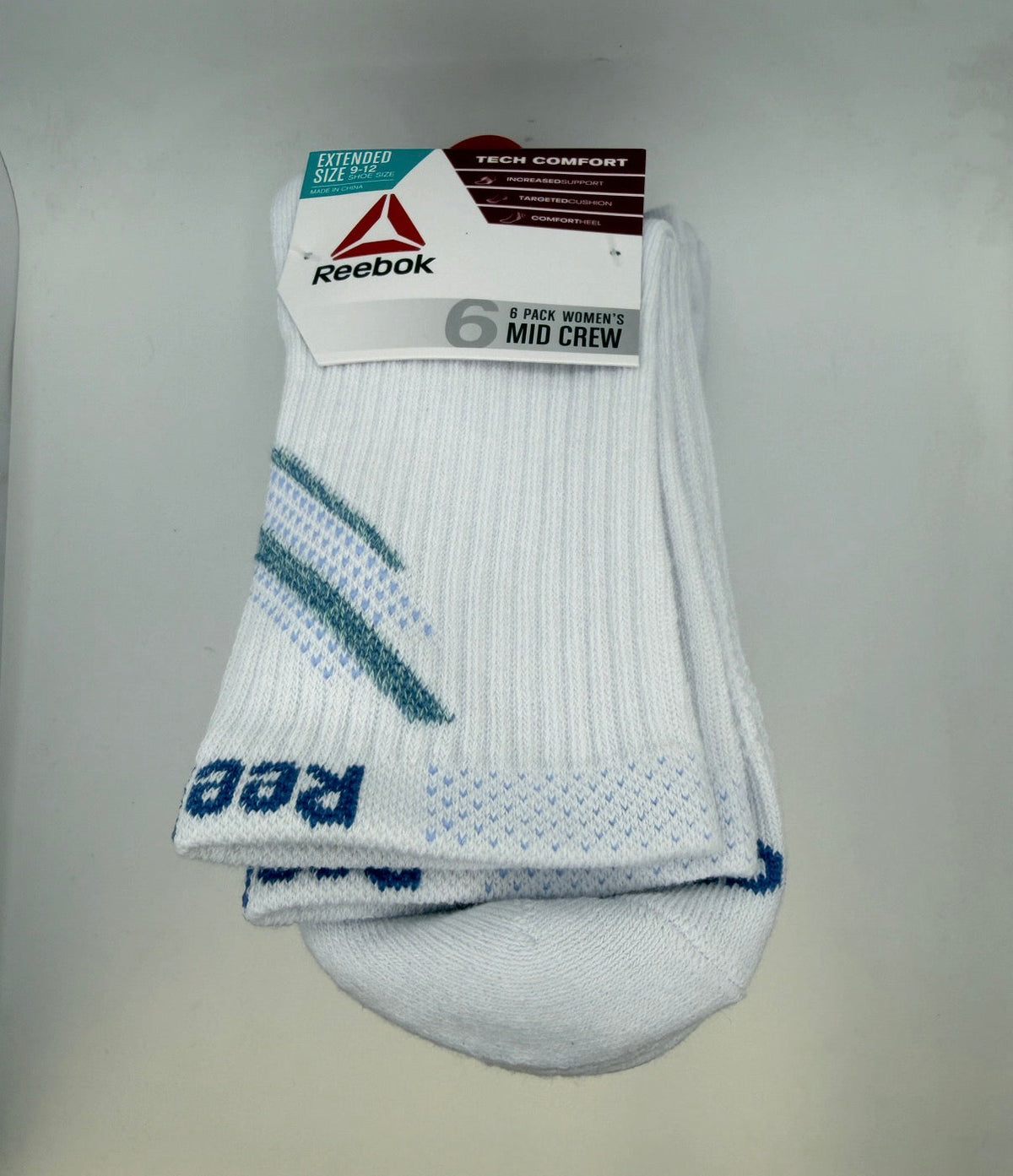 Reebok Women's Mid Crew Socks 6-Pack white front owned physical product photo
