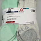 Reebok Women's Pro-Series Crew Socks, 10-Pack, Extended Shoe Size 9–12, White/Mint Assorted — package detail with size and features