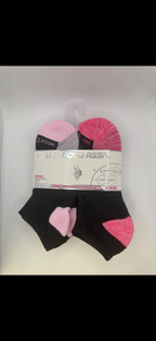U.S. Polo Assn. Women's Low Cut Cushion Comfort Socks 6-Pair black blue purple back owned physical product photo