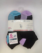 U.S. Polo Assn. Women's Low Cut Cushion Comfort Socks 6-Pair black blue purple front owned physical product photo