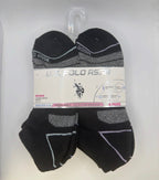 U.S. Polo Assn. Women's Low Cut Cushion Comfort Socks 6-Pair black blue purple gray back owned physical product photo