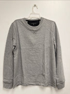Indigo Beast grey heather long-sleeve crew neck top on hanger, front