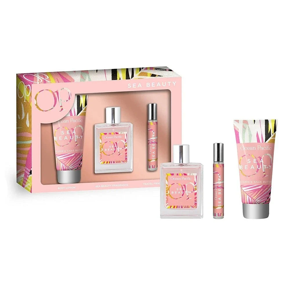 Ocean Pacific Sea Beauty three-piece fragrance gift set source packaging