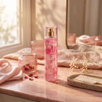Ocean Pacific Pink Bliss body mist styled lifestyle photo