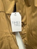 Time and Tru hang tag on brown rain jacket
