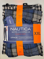 Nautica Men's Fleece Sleep Pants, 2-Pack, Plaid, Comfort Waistband, Sizes S–XXL