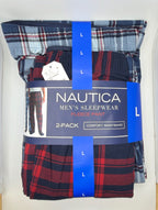 Nautica Men's Fleece Sleep Pants, 2-Pack, Plaid, Comfort Waistband, Sizes S–XXL