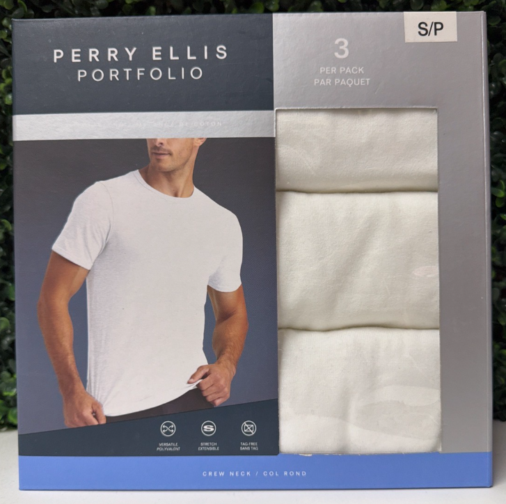 Perry Ellis Portfolio Men's Crew Neck Undershirts, 3-Pack