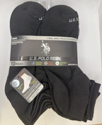 U.S. Polo Assn. Men's High Quarter Socks, 6-Pair, Black, Size 6–12