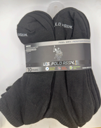 U.S. Polo Assn. Men's High Quarter Socks, 6-Pair, Black, Size 6–12