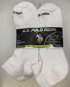 U.S. Polo Assn. Men's High Quarter Socks, 6-Pair, White, Size 6–12