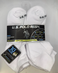 U.S. Polo Assn. Men's High Quarter Socks, 6-Pair, White, Size 6–12